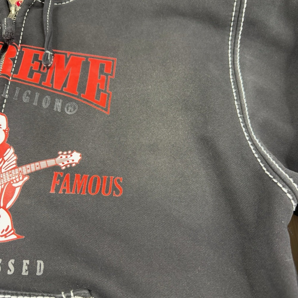 Supreme x True Religion Full Zip Hooded Fleece Graphic Print Hoodie Black Large - Picture 5 of 16